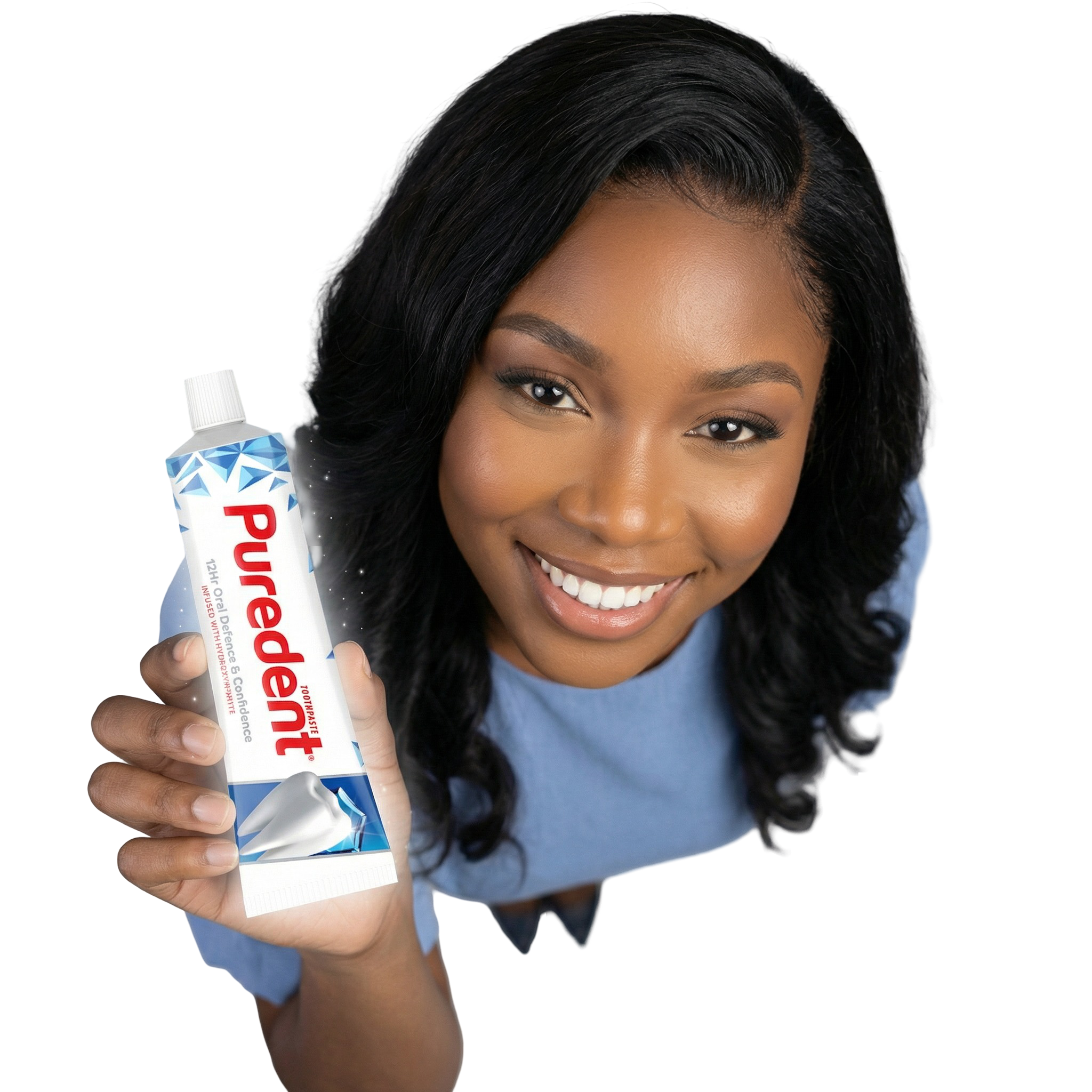 Smiling customer with product